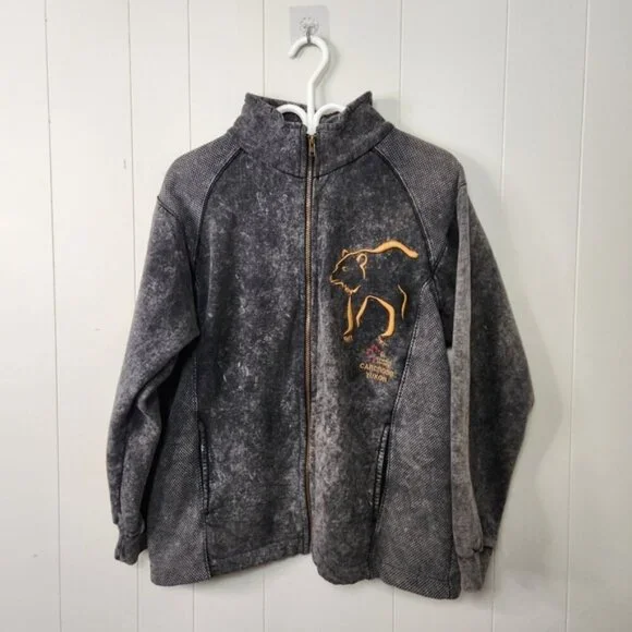 Vintage 90s Carcross Yukon Zip Sweatshirt Jacket 1990s Grunge Preppy Ski bear - Picture 1 of 11